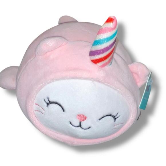 Hug Me Plush Dress Up Cat Narwhal Horn Glittery Pillow Embroidered Nursery 10" - Picture 2 of 12